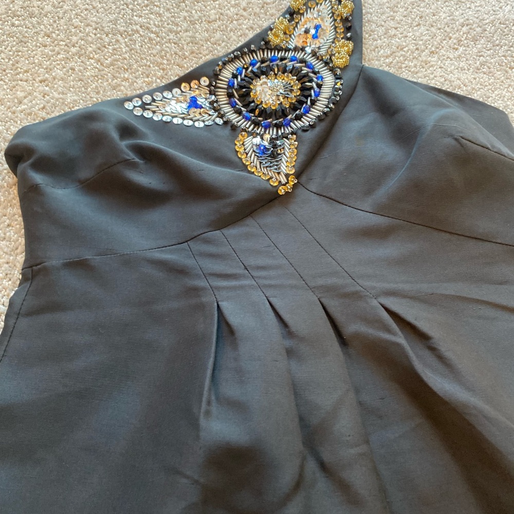 Navy Tibi silk beaded dress